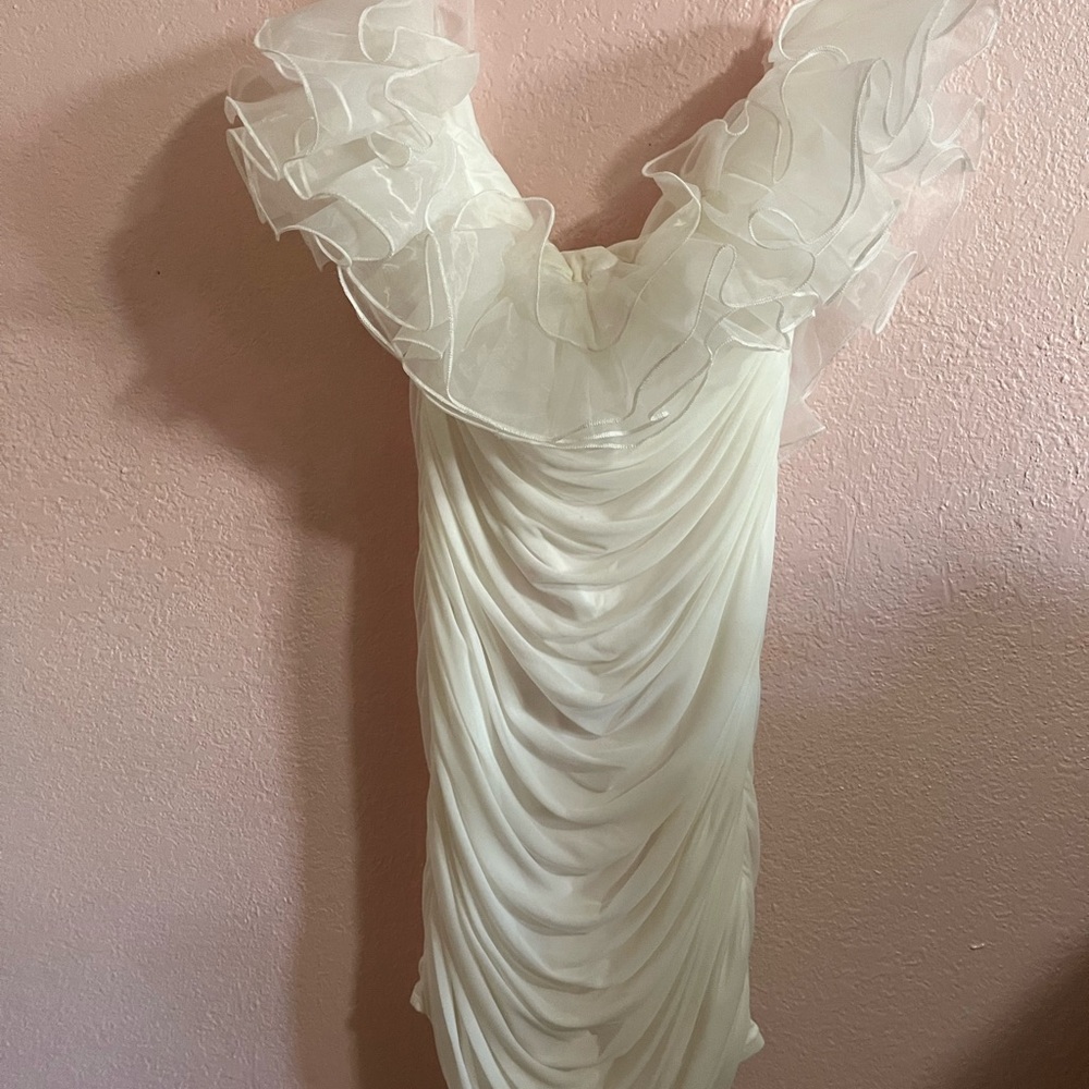 Fashion Nova formal White Ruffled mini Dress